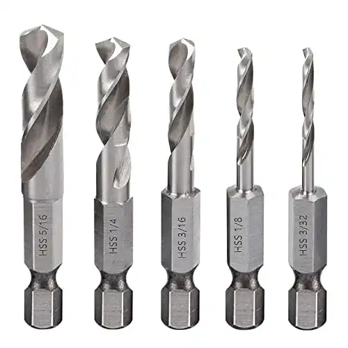 Saipor Metallbohrer Set 5 Stück 1/4″ Schnellwechsel Sechskantschaft