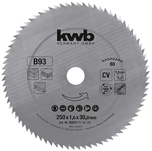Kreissägeblatt kwb 250 x 30 mm für präzise Schnitte in Holz