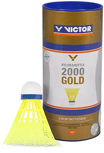 Victor Nylon Shuttle 2000 Badminton-Bälle 3er Set in Gelb-Blau