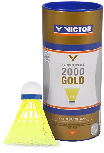 Victor Nylon Shuttle 2000 Badminton-Bälle 3er Set in Gelb-Blau