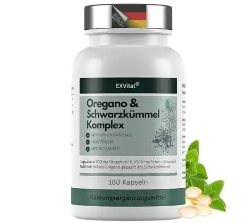 Oregano Öl Kapseln Exvital Oregano & Schwarzkümmelöl Komplex 180 Stück