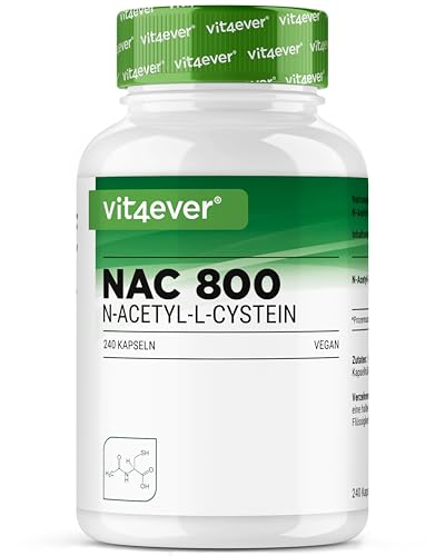 N-Acetylcystein Vit4Ever NAC – 240 Kapseln mit 800 mg N-Acetyl L-Cystein