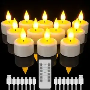 LED-Teelichter mit Fernbedienung von SoulBay, wiederaufladbare Kerzen