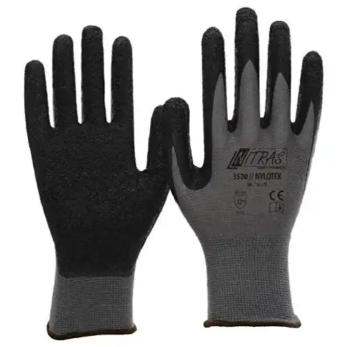 Arbeitshandschuhe Nitras Nylotex 3520 Nylon-Latex, 12 Paar in Grau/Schwarz