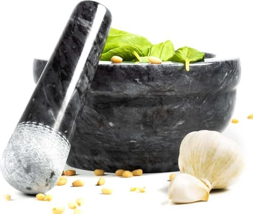 Mörser und Stößel Set aus Anthrazit Naturstein für Gewürze