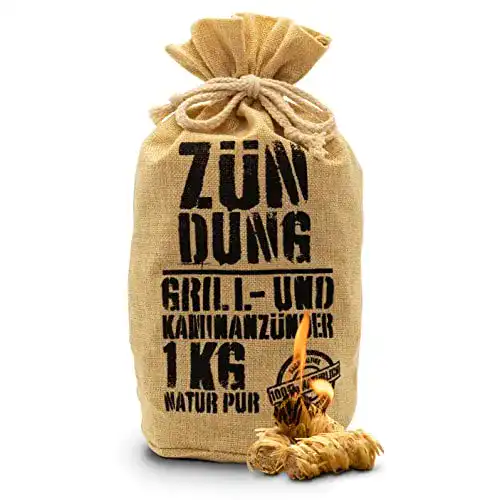 Grillanzünder aus 100% nachhaltiger Holzwolle, 1 kg im Jutesack