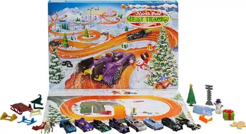 Hot Wheels Adventskalender für Kinder mit Fahrzeugen und Zubehör