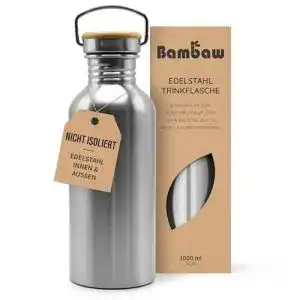 Edelstahl Trinkflasche 1 Liter von Bambaw Umweltfreundlich und ohne Plastik