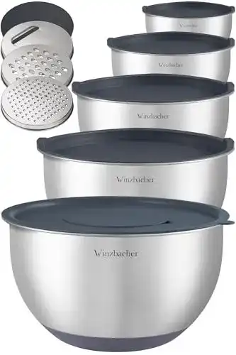 Edelstahl Schüssel Set von Winzbacher mit Deckel und 5 Größen