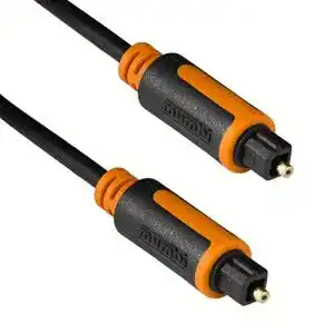 Optisches Audiokabel von mumbi mit Toslink-Steckern und Knickschutz