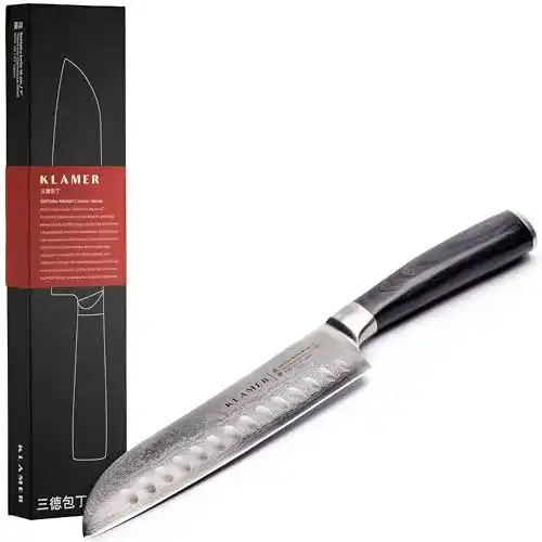Santoku-Damastmesser Klamer aus japanischem Stahl 18 cm