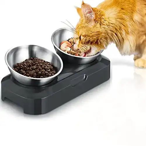 Katzennapf PewinGo mit 15° Kipphals-Schutz aus Edelstahl