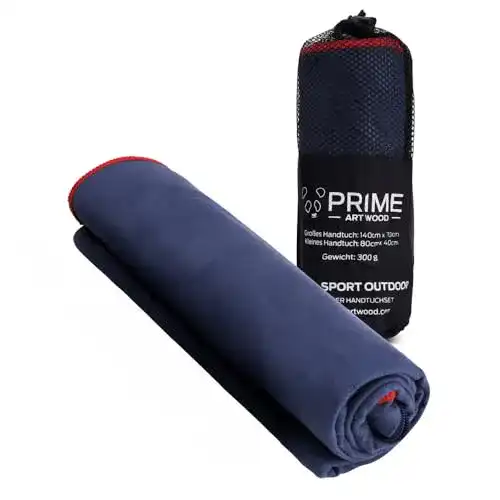 Mikrofaser-Handtuch Prime Art Wood 140×70 cm Marineblau