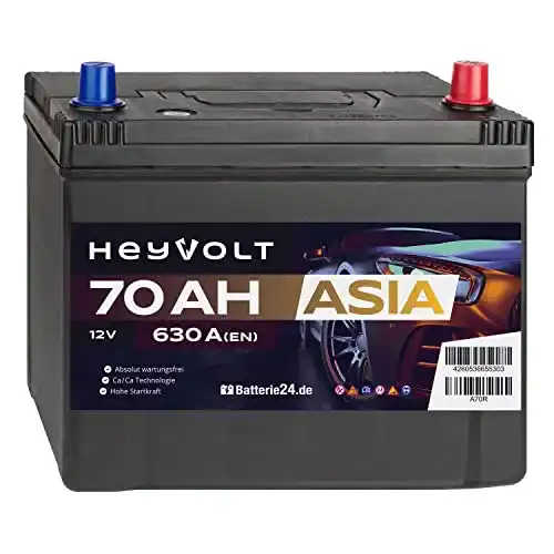HeyVolt Asia Autobatterie 70Ah 12V für asiatische Fahrzeuge
