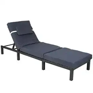 Sonnenliege Mendler Poly-Rattan HWC-A51 mit Kissen grau