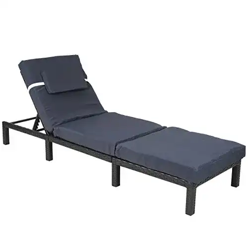Sonnenliege Mendler Poly-Rattan HWC-A51 mit Kissen grau
