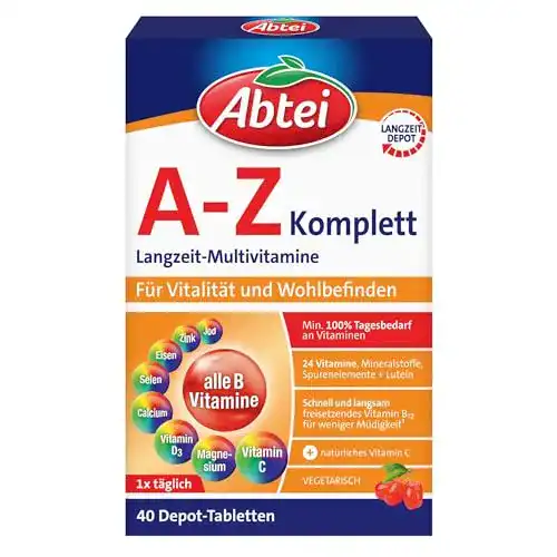 Mineralstoff Abtei A-Z Komplett Langzeit-Multivitamine mit 24 Vitaminen