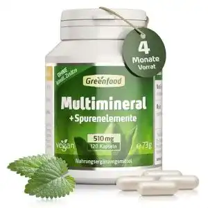 Mineraltabletten Greenfood Multimineral 510mg – 120 Kapseln vegan