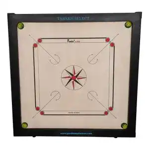 Carrom-Board Tabakh T Precise Select mit Münzen und Schläger