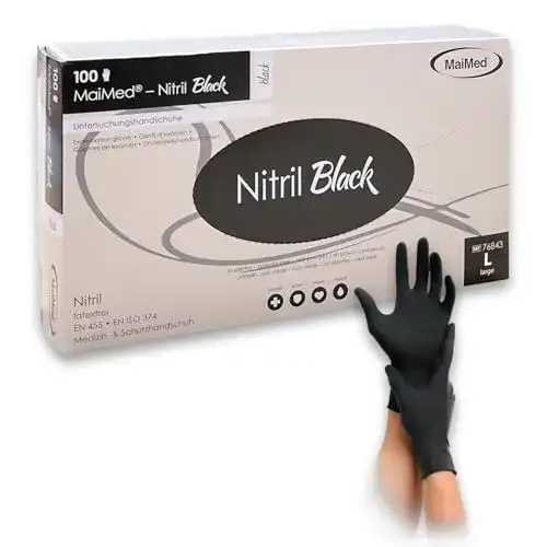 Maimed Nitrilhandschuhe Schwarz Größe L Einmalhandschuhe für große Hände