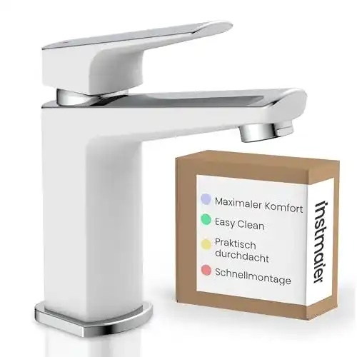 Waschtischarmatur Instmaier B2 in Chrom und Weiß für das Bad