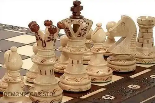 Schachbrett aus Holz in Kassette, 54 cm, für Schachspieler