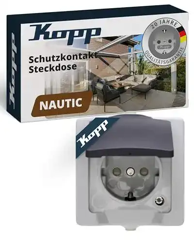 Kopp Nautic Aufputz-Steckdose 1-fach mit Schutzkontakt und Klappdeckel