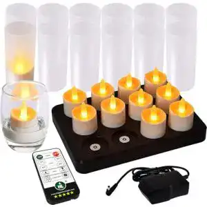 Wiederaufladbare LED-Teelichter mit Fernbedienung und Ladestation