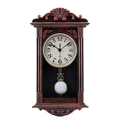 Pendeluhr Jomparis Retro Quarz Wanduhr in Bronze