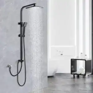 Homelody Duschsystem schwarz mit Regendusche und Handbrause