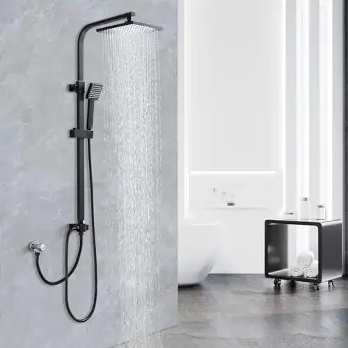 Homelody Duschsystem schwarz mit Regendusche und Handbrause