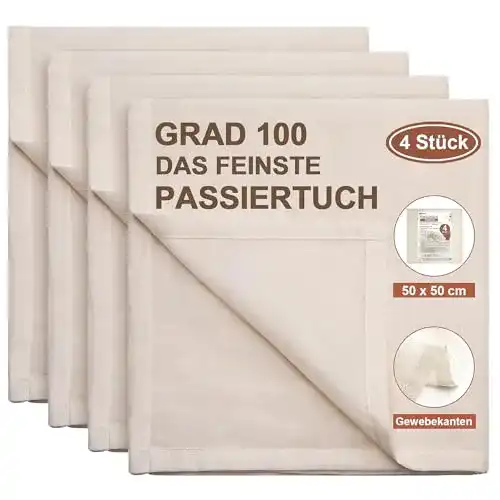 Passiertuch Efond, 4 Stück 50×50 cm aus reiner Baumwolle