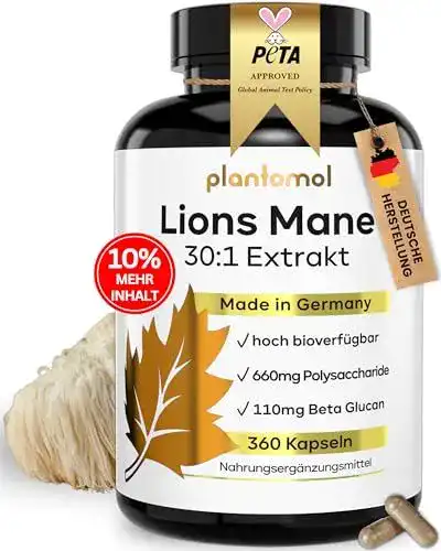 Hericium Plantomol 360 Kapseln mit Löwenmähne für 4 Monate