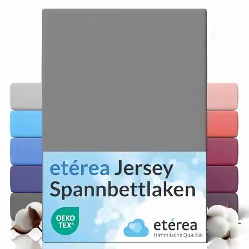 Spannbettlaken 90×200 etérea Jersey in Grau Hochwertige Qualität