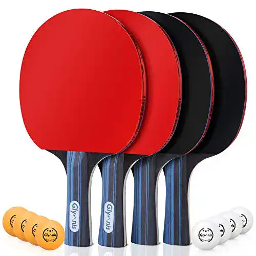 Glymnis Tischtennis Schläger-Set mit Bällen und Taschen