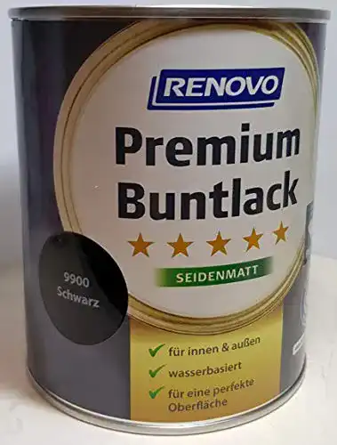 Buntlack 125 ml Renovierung Premium seidenmatt RAL 9900 Schwarz