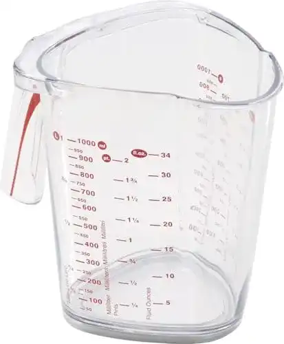 Messbecher von Leifheit mit 1 Liter Fassungsvermögen und Messskalen