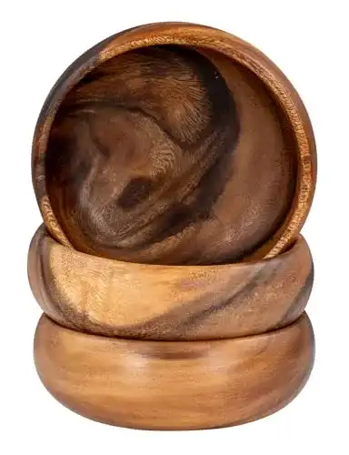 Holzschalen Set aus Akazienholz, 3 Stück, rund, 15×4 cm