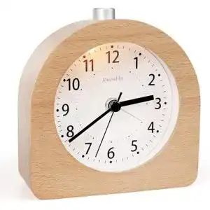 Geräuschloser Wecker Muenfly Analog Holz mit Snooze-Funktion