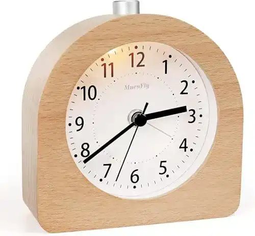 Geräuschloser Wecker Muenfly Analog Holz mit Snooze-Funktion