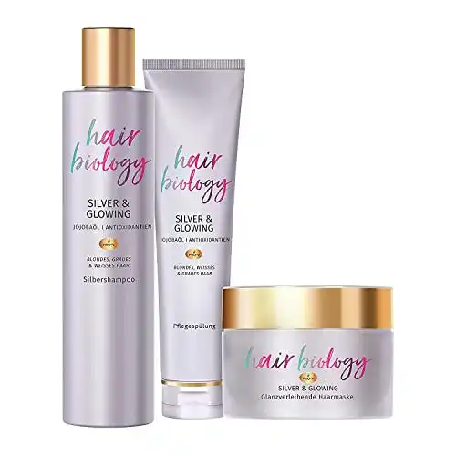 Hair Biology Silbershampoo Haarpflege Set: 250 ml Shampoo, 160 ml Spülung, 160 ml Maske