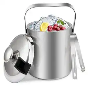 Eisbehälter Tuevob 1,3 L aus Edelstahl mit Zange und Deckel