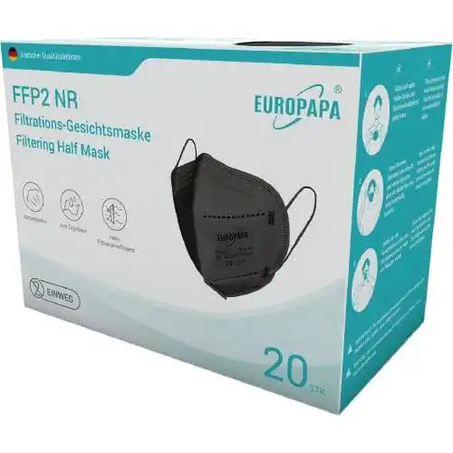 FFP2 Atemschutzmasken Schwarz von EUROPAPA im 20er Pack