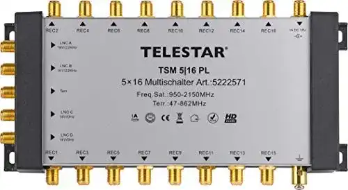 Multischalter 5×16 Telestar TSM 5/16 zur Versorgung von 16 Teilnehmern