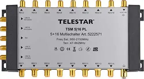 Multischalter 5×16 Telestar TSM 5/16 zur Versorgung von 16 Teilnehmern