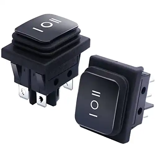 Kippschalter Taiss, 2 Stück, Schwarz, Wasserdicht, 16A 250V, 20A 125V