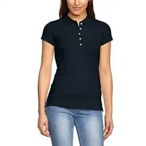 Tommy Hilfiger Damen Poloshirt Kurzarm Heritage Slim in Mitternachtsblau