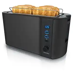 Toaster Arendo Edelstahl Langschlitz für 4 Scheiben mit Auftaufunktion