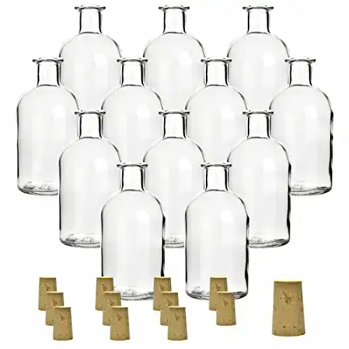 Gouveo 12er Set Likörflaschen aus Glas mit 250 ml Füllvolumen