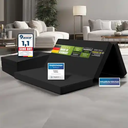 Klappmatratze 140×200 SHOGAZI mit 12 cm Höhe für Gäste und Reisen